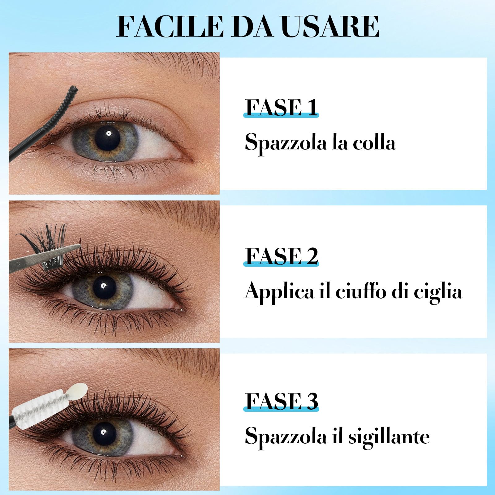 VEGCOO 560 Pezzi Ciglia Finte Extension Ciglia, 60-100-120-150D Curl Ciglia Finte Ciuffetti, 10-16mm Kit di Extension per Ciglia, DIY Eyelash Extension per Ragazze e Donne Principianti