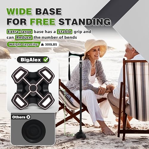 Miniatura 4 de BigAlex Bastón plegable ligero con mango de TPR suave y cómodo para adultos mayores y adultos mayores, mango más grande para mayor comodidad, palo