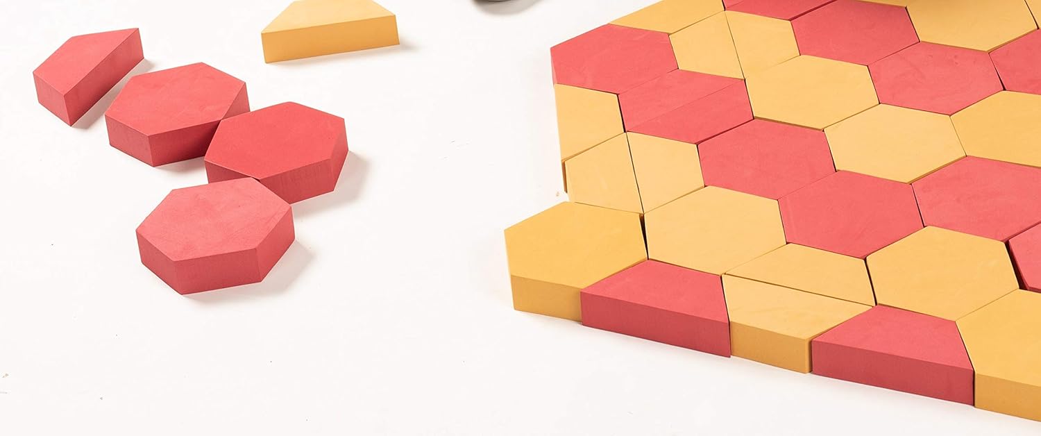 Playlearn 30pc Foam Building Bricks – Construction Foam Pavers - Safe Non-Toxic EVA Foam - Red and Tan