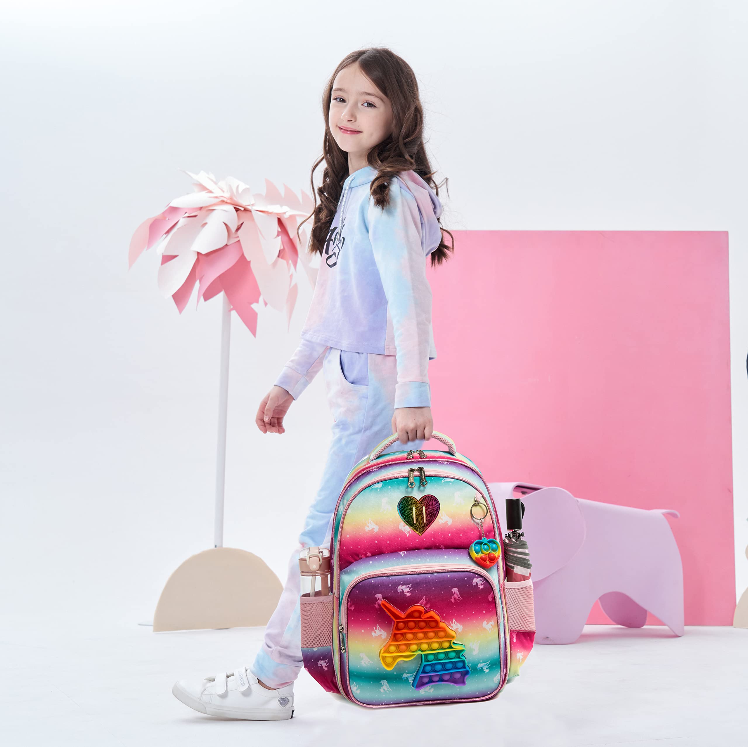 Mochila para niñas de primaria, preescolar, lonchera para la escuela, Bolsa de unicornio, Mochila, viaje