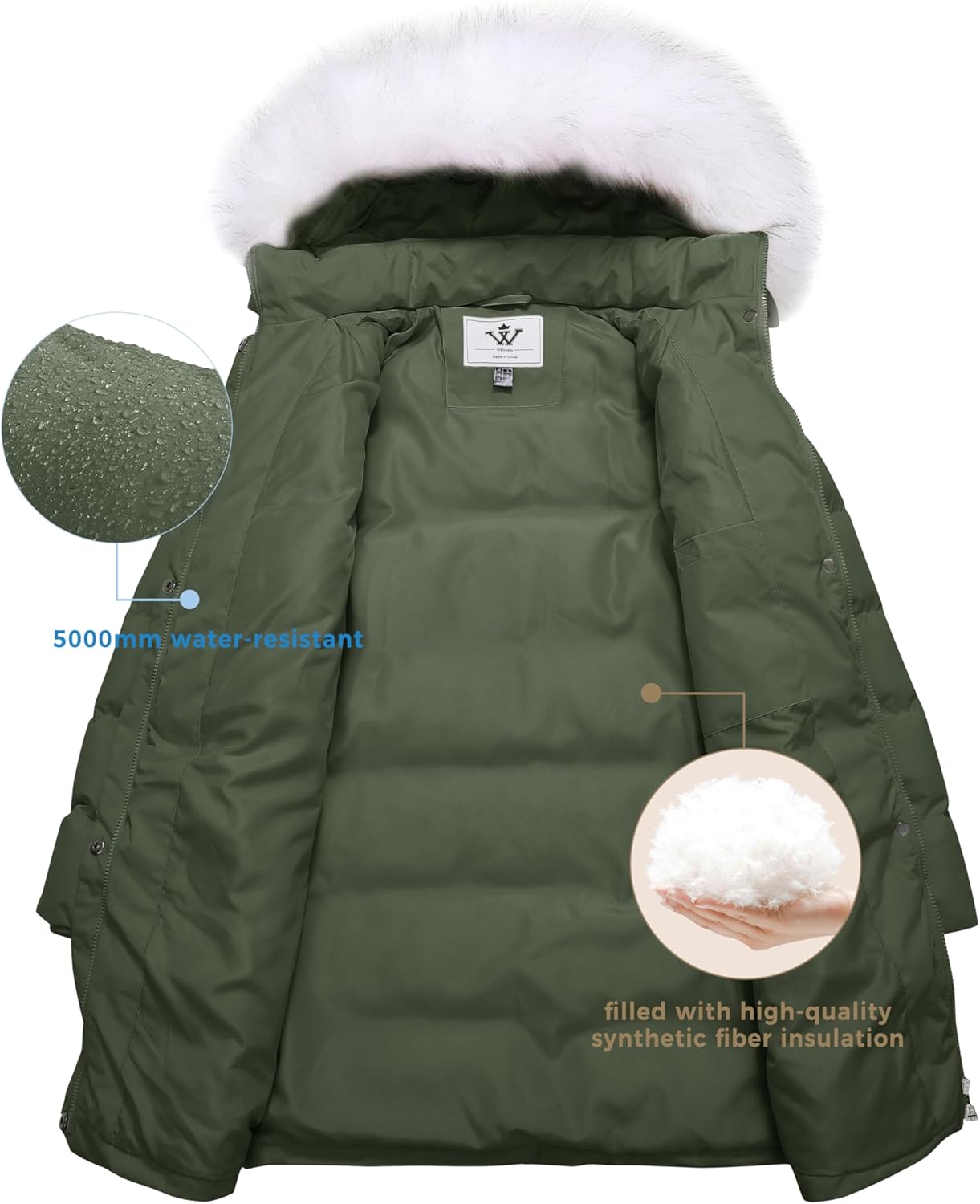 WenVen Women's Winter Thicken Puffer Coat Warm Jacket with Faux Fur Removable Hood - Image 5