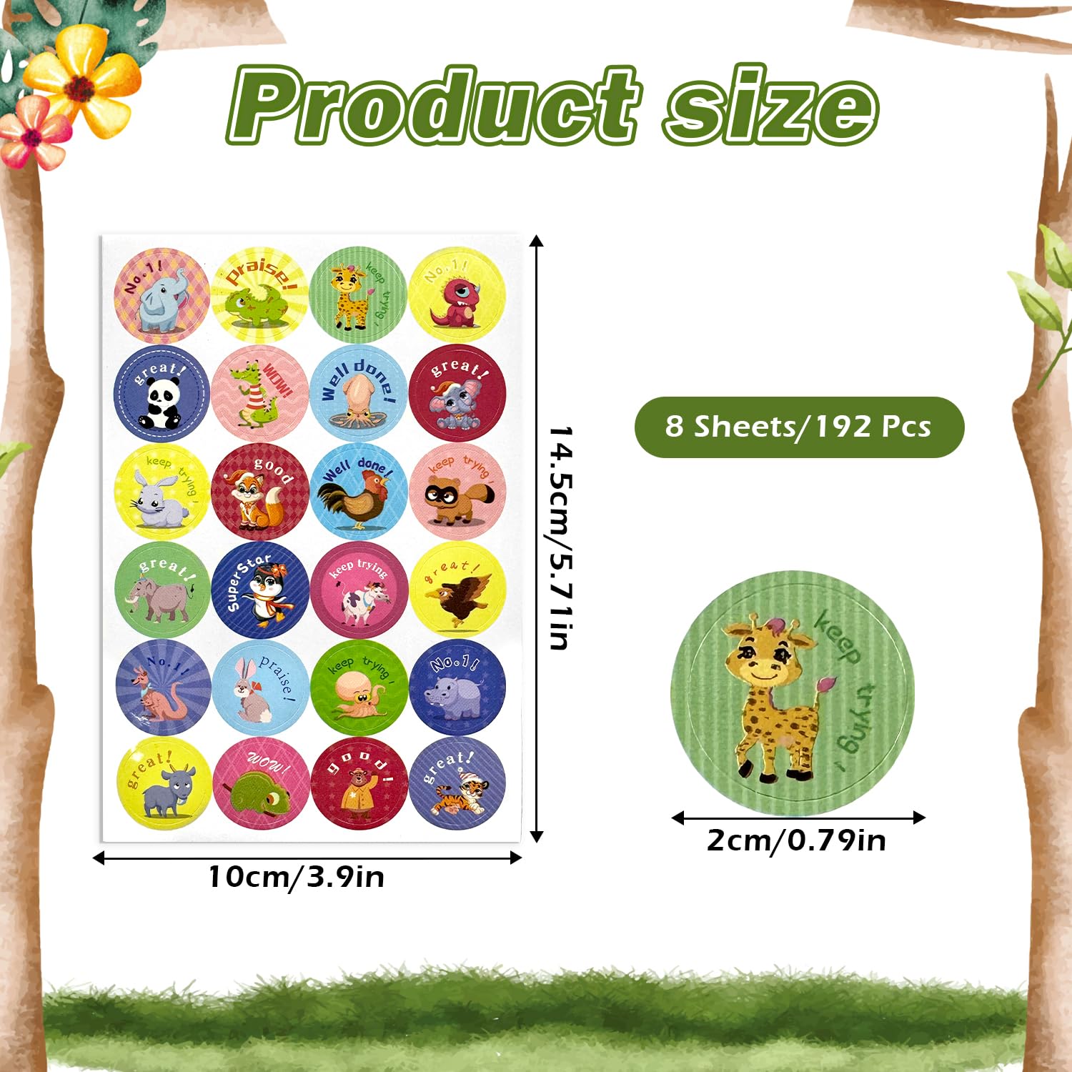 192 Pcs Reward Stickers for Children Motivational Stickers Well Done Stickers Parents' Reward Stickers Teachers Stickers Praise Stickers for Students (2.5cm/1in) - Image 2