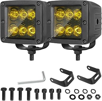 Amber CREE LED Pods, 2026 Upgraded 3 Inch LED Yellow Fog Light Pods Ditch Lights for Truck UTV ATV SUV Boat 2Pcs