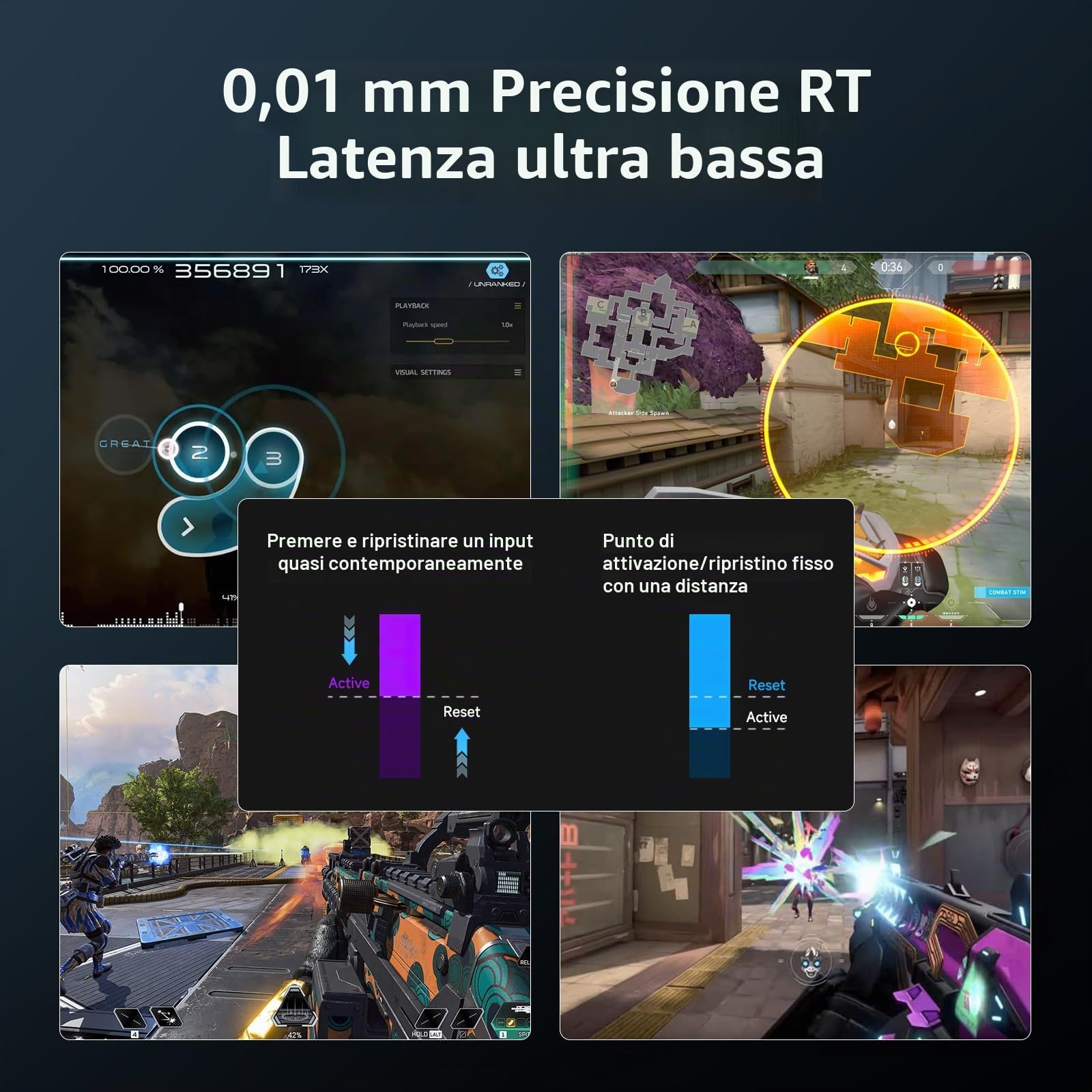 MCHOSE ACE60 HE Tastiera 8000Hz Rapid Trigger, Precisione RT da 0,01 mm, Tastiera Gamer cablata 60% con Interruttore Magnetico, Azionamento Regolabile, SOCD e Snap Key, Nero