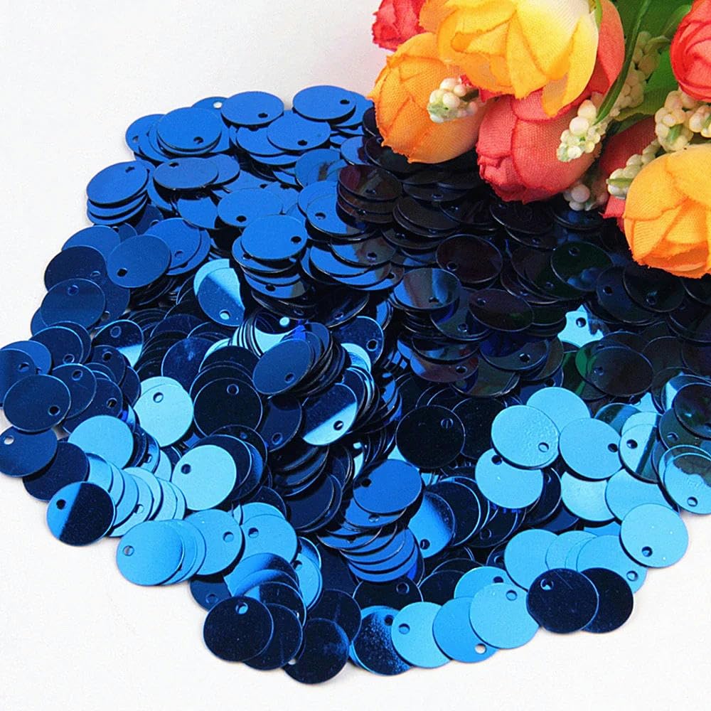 Glitter per artigianato e cucito, glitter piatti rotondi da 50 g, 10 mm, 15 mm, 20 mm, 25 mm, 30 mm, per cucito, matrimonio, tempo libero creativo (blu, 25 mm50 g300 pezzi)