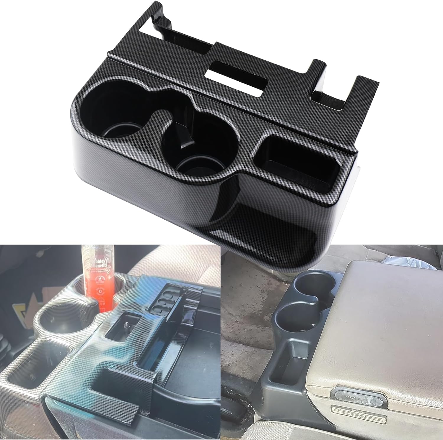 Carbon Fiber Cup Holder Attachment for Center Console | Compatible with 1998-2001 Dodge Ram 1500 2500 3500 Truck | Replaces 41019 SS281AZAA Front Seat Add-On Cupholder Tray Insert