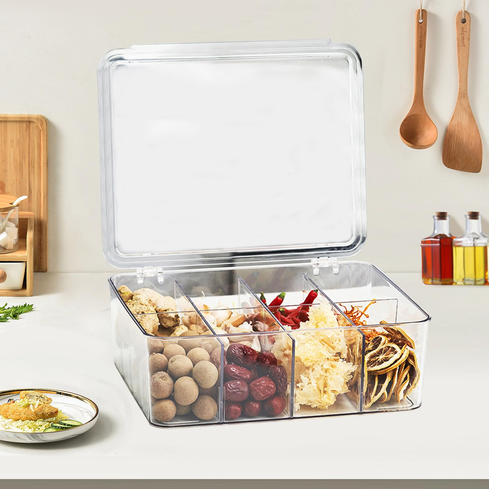 Unterteilte Snackbehälter mit Fächern 8-fach PET mit Deckel, Klar