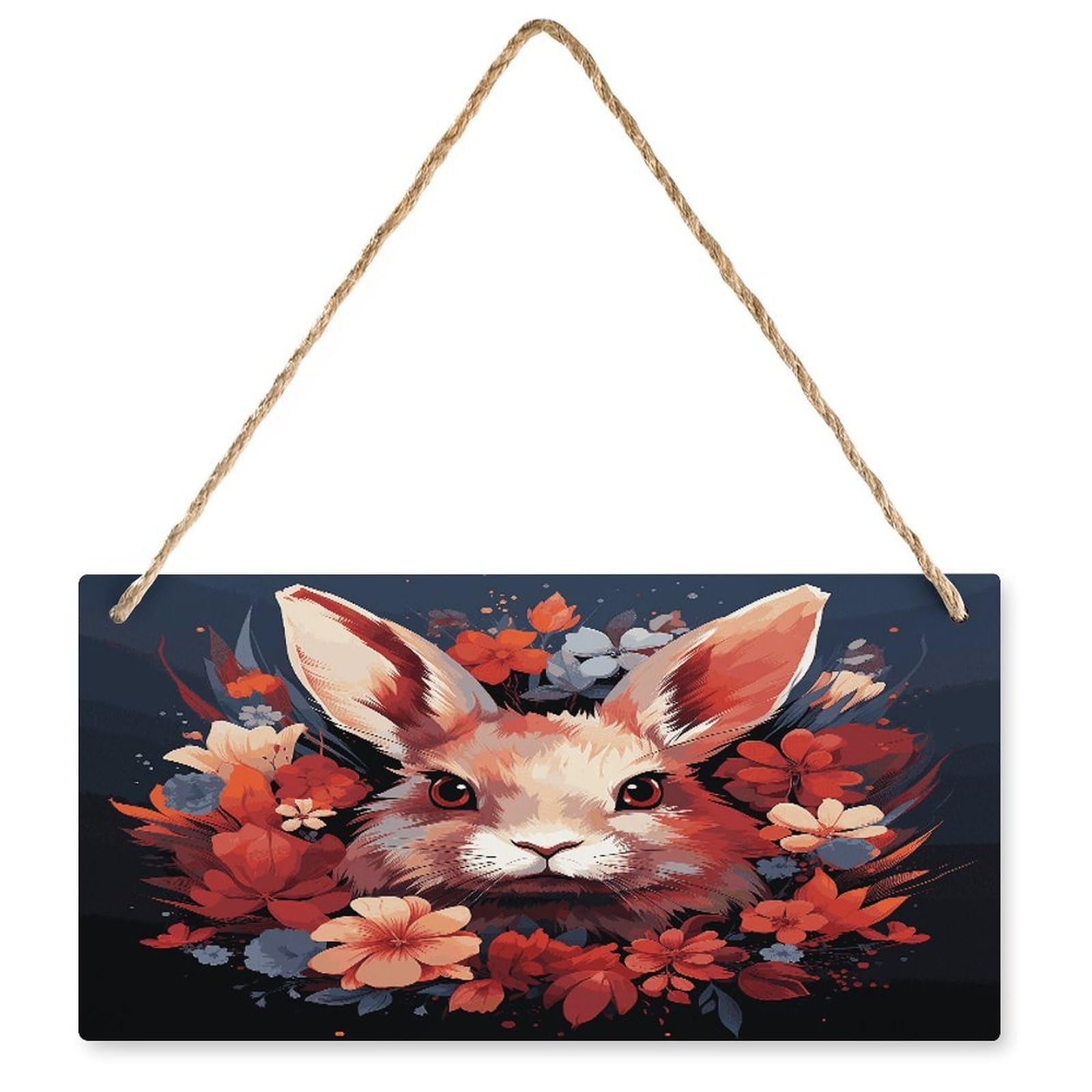 Fodpand Style Easter Bunny Wall Art Wooden Hanging Sign Decor, Artwork For Wall Decoration, Funny Plaque For Bedroom Kitchen Living Room Home Decoration 9.8 X 4.9 Inch