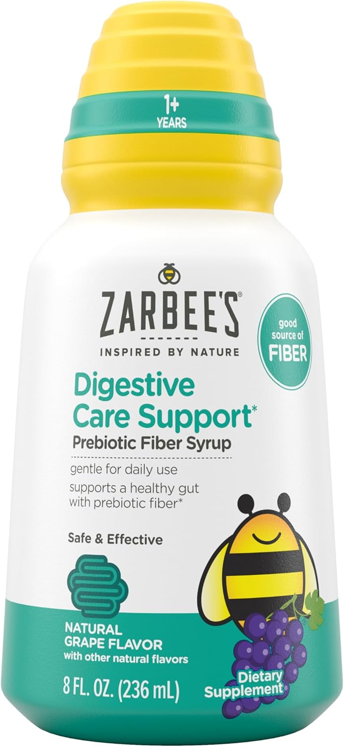 Zarbee’s Children’s Digestive Care Support* Prebiotic Fiber Syrup, Grape Flavor with Other Natural Flavors, Liquid Fiber for Kids, Daily Digestive Support, Gluten Free, Agave, 8 fl oz - Image 8