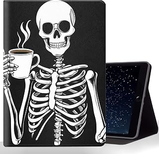 Tablet Case for iPad 10.2 Inch (9th/8th/7th Gen),Shockproof Protective Cover with Stand,Auto Wake/Sleep,Auto Wake/Sleep,Skeleton Coffee Cup