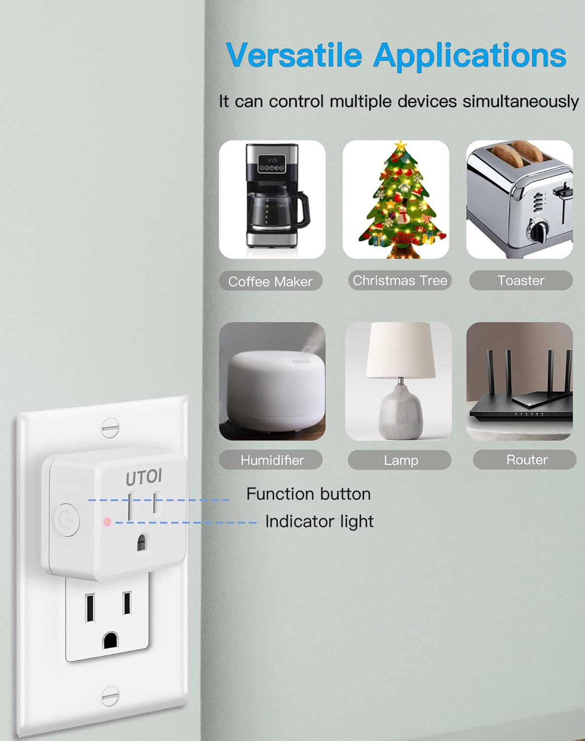 Remote Control Outlet Plug, Wireless Light Switch for Lamps and Household Appliances, 15A Remote Outlet Switch, Expandable, UL Listed, White