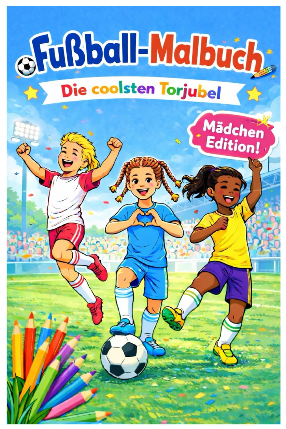 Fussball Malbuch "Die coolsten Torjubel" MÄDCHEN EDITION (Band 2): für Mädchen von 6-12 Jahren, „Ausmalspaß für Mädchen – Fußball-Jubel-Edition“, nur Spielerinnen