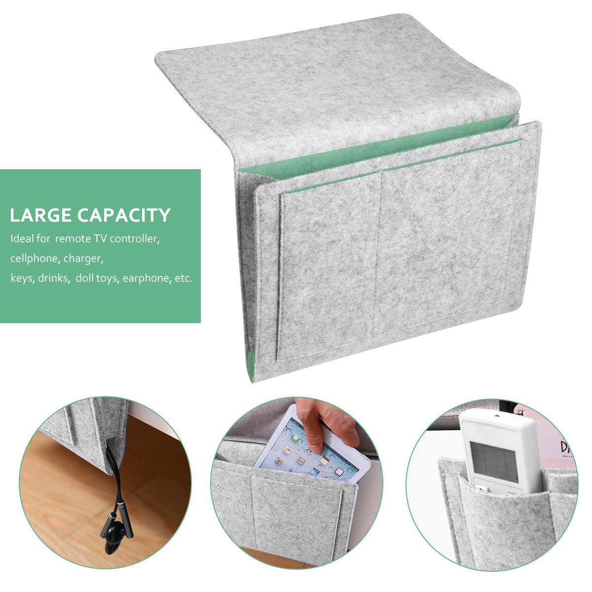 OUNONA Bedside Storage Organizer Hanging Bag Chair Desk Sofa Slipcovers TV Remote Controller Holder Organizer Bag Table Cabinet Magzine Book - Image 2