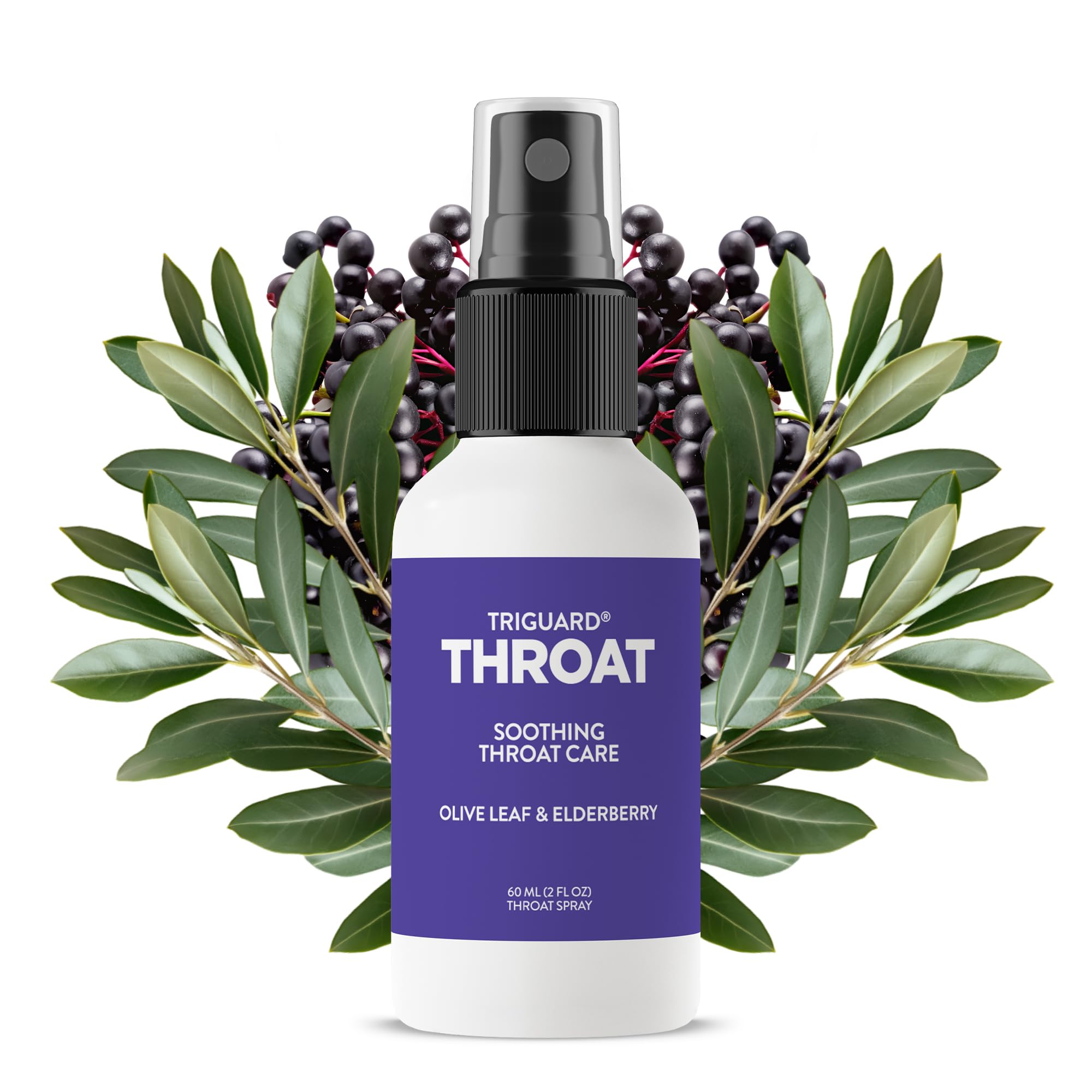 Oxygen Nutrition TriGuard Throat Spray with Colloidal Silver Water, Olive Leaf & Elderberry Extract | Soothing Throat Mist for Hydration & Daily Comfort | 2 oz | Made in USA