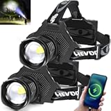 Rechargeable LED Headlamp 1080 Lumen, Super Bright Head Lamp Flashlight with 5 Lighting Modes, IPX6 Waterproof, Zoomable Headlight for Camping, Hiking, Fishing, Biking (2pack) (2pack headlamp)