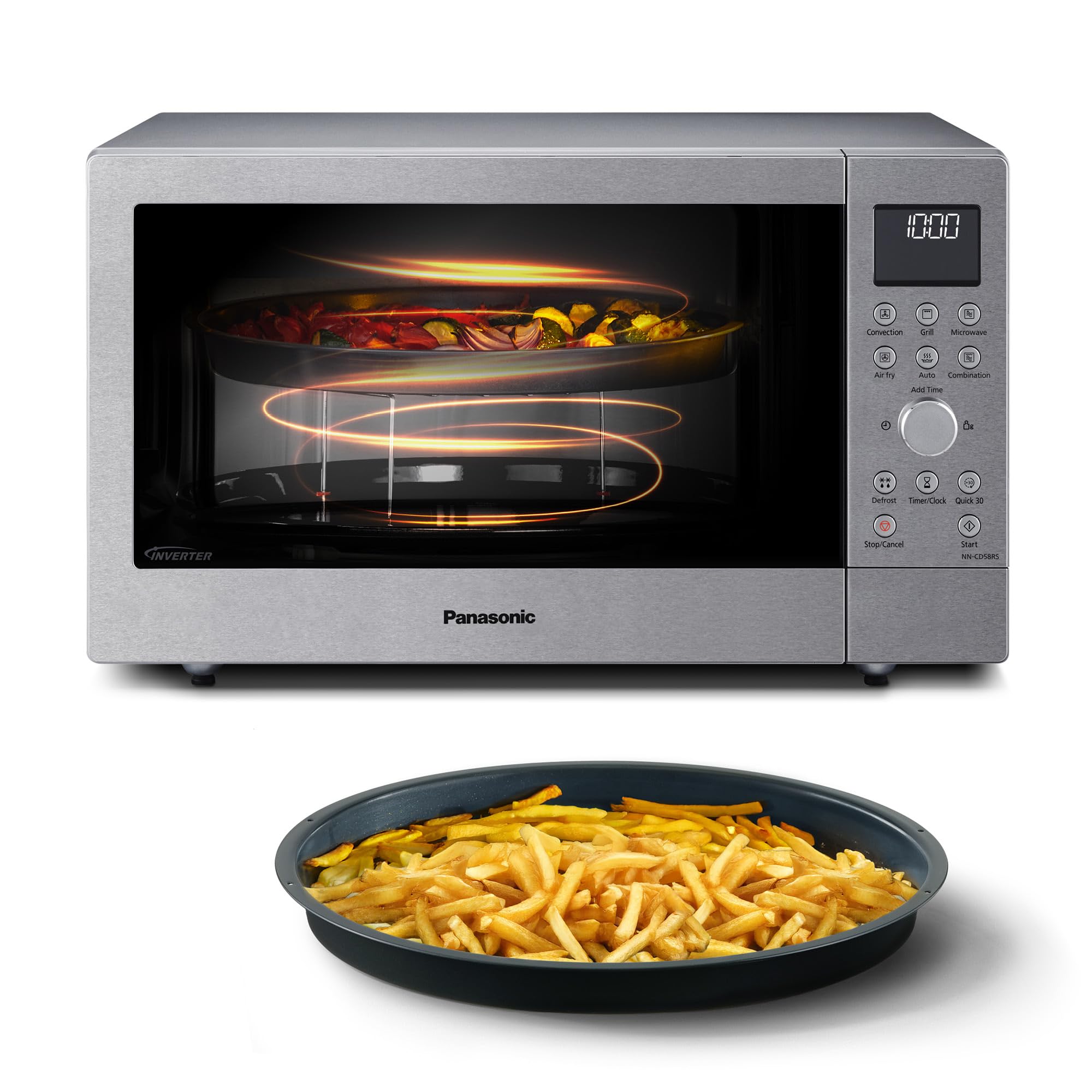 Panasonic NN-CD58RSEPG 27L 4-in-1 Kombi-Mikrowelle mit Airfryer-Funktion 1000W Inverter 1300W Grill Edelstahl
