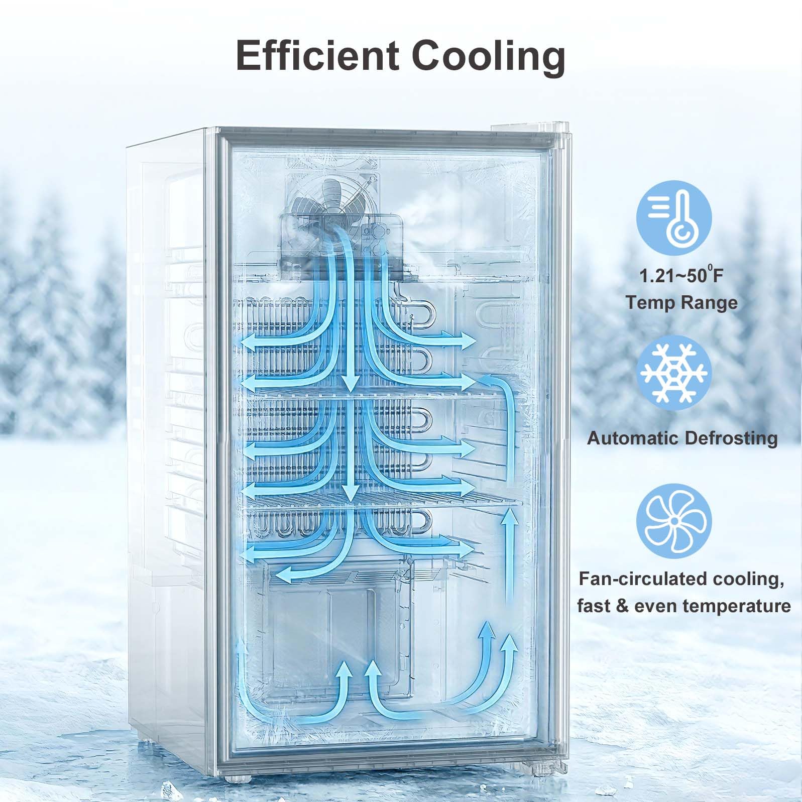 Antarctic Star Mini Fridge Auto Defrost Beverage Refrigerator, 130 Can With Glass Door &Adjustable Shelves, 21-50°F Temp Control,Beverage Cooler For Soda, Beer, Wine, Home Bar, Office, 3.2 Cu.Ft on Fridge.com - View 4