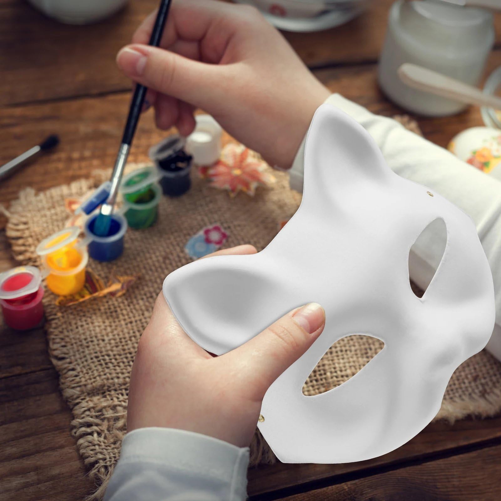Kit Fai Da Te Maschere Gatto Therian 2 Pezzi: Set Furry Con Maschera Vuota, Pelliccia Sintetica E Feltro Per Creare Maschere Di Volpe E Gatto