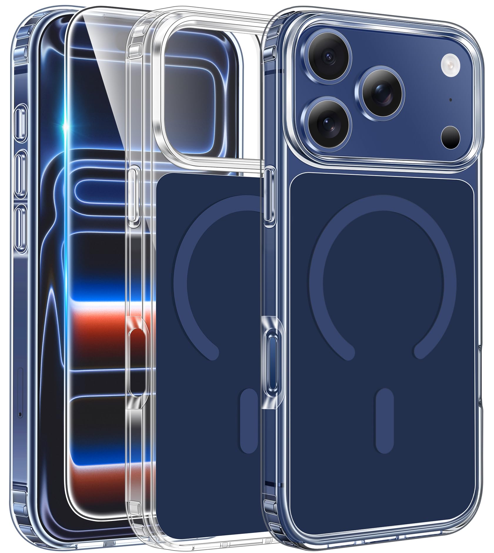 FNTCASE for iPhone 17 Pro-Max Case Compatible with Magsafe Clear Phonecase | Screen Protector, Military Grade Drop Protection, Slim Magnetic Phone Cases, Shockproof Bumper, Transparent Cell Cover