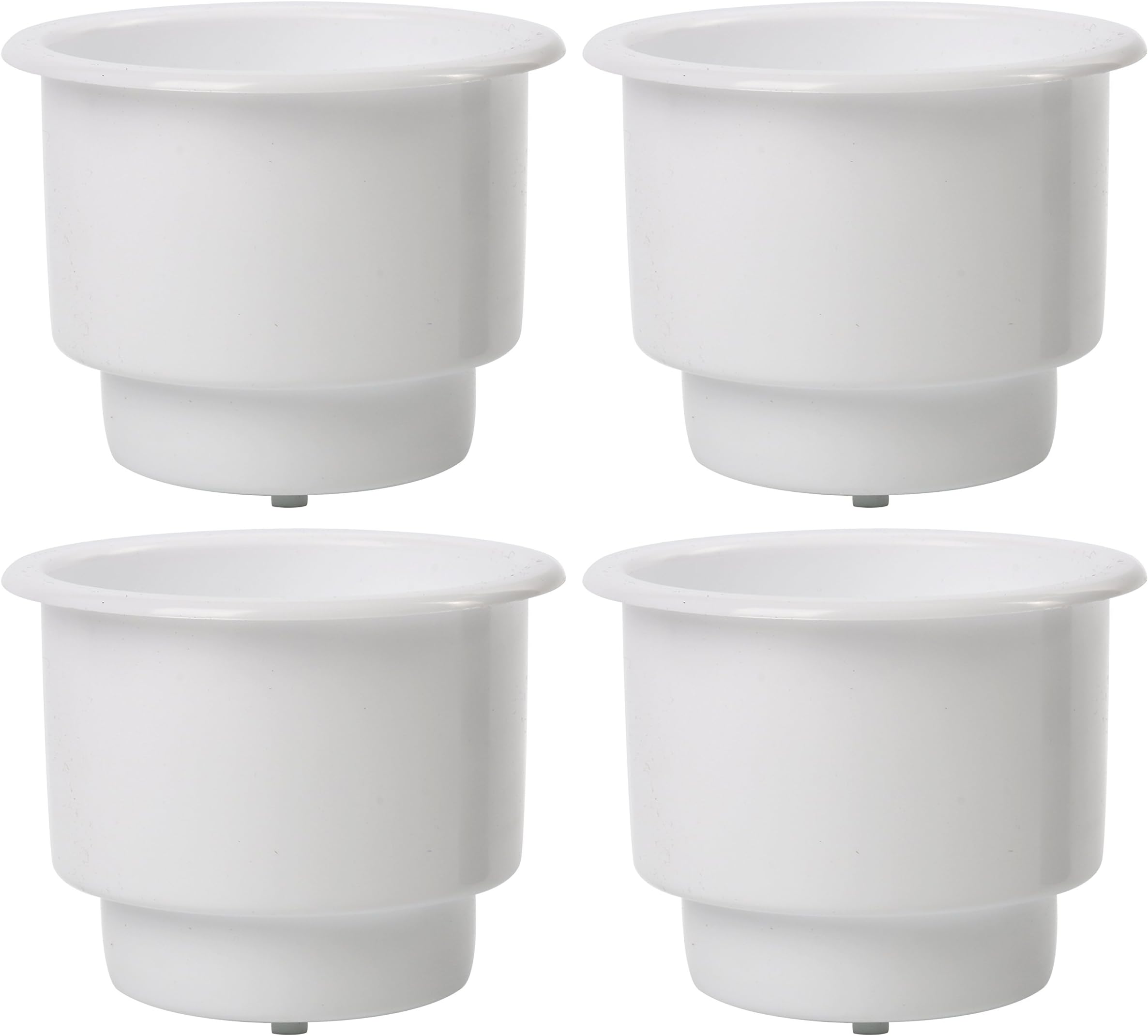 Amarine Made 4Pcs Marine Plastic Cup Drink Holder with Drain Insert, White