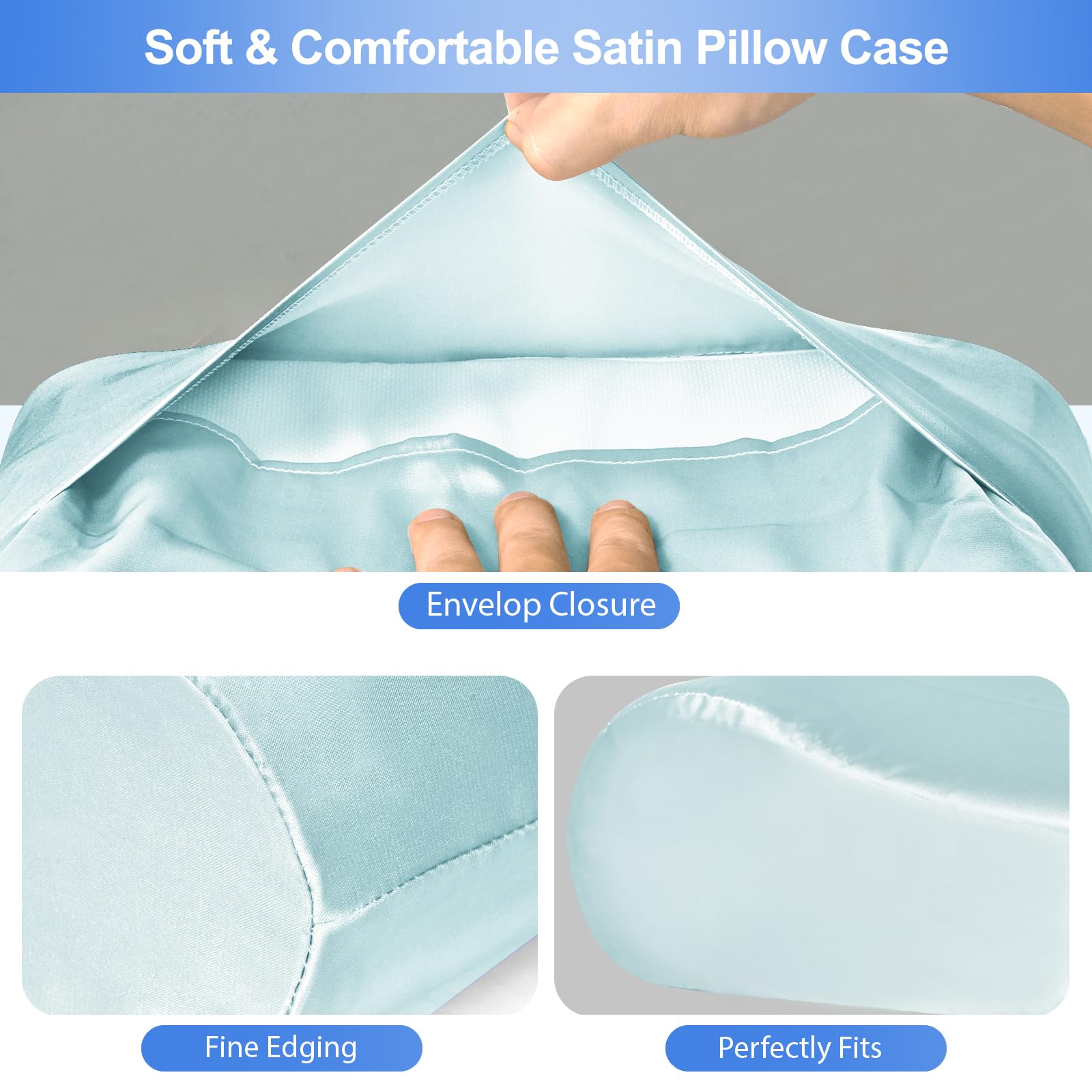 Luxurious Satin Pillowcase for Contour Memory Foam Pillows 24" x 14" x 5.1"/3.5" Cervical Pillow Case - Image 3