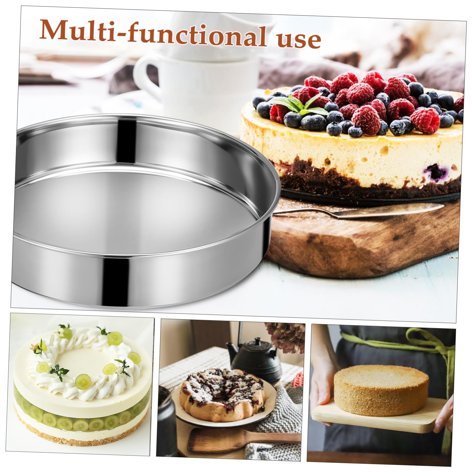 Juego de 2 moldes redondos de acero inoxidable duraderos y de distribución del calor para hornear antiadherentes, ideales para pasteles, postres y pasteles
