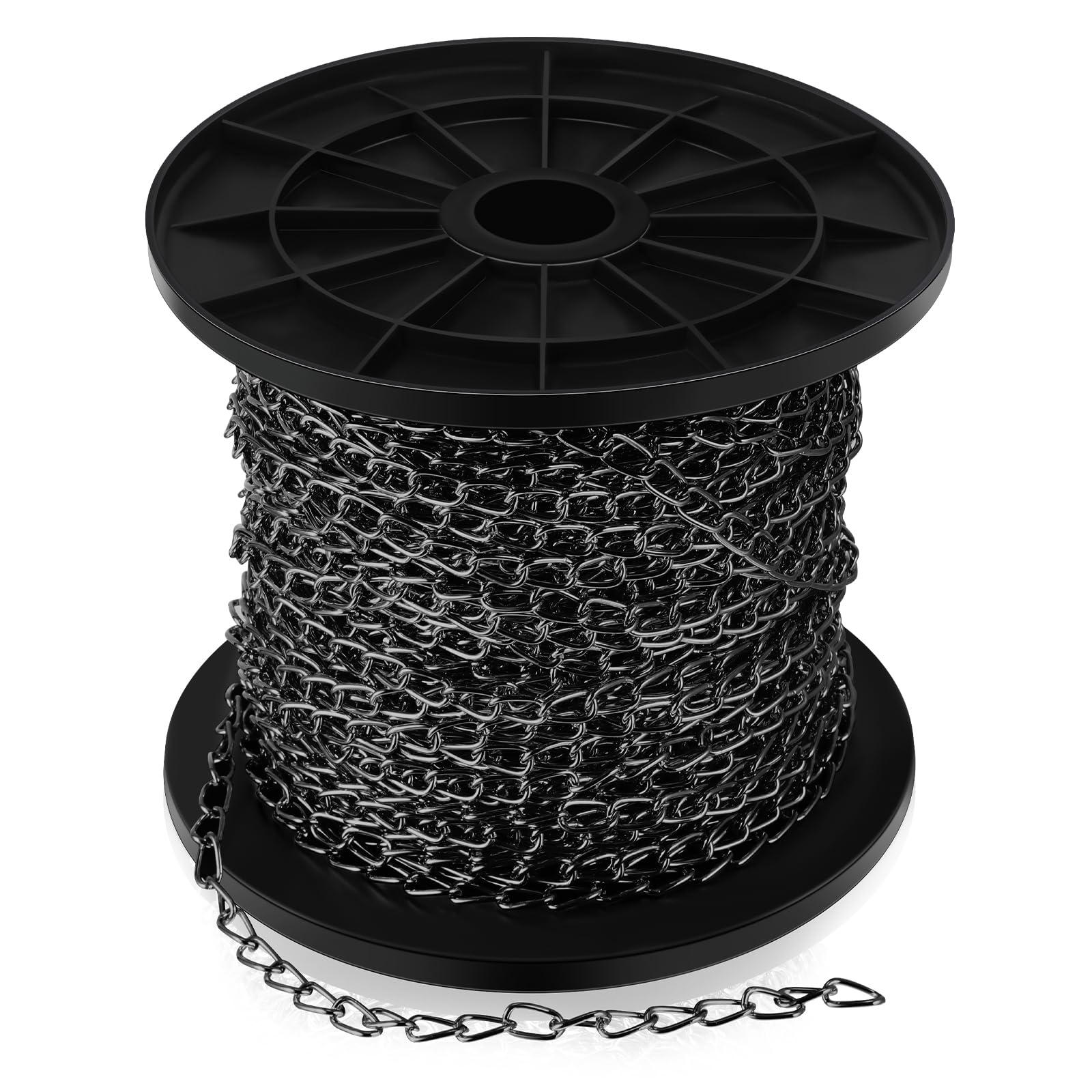 Yaocom 100 ft Galvanized Steel Hanging Jack Chain Metal Black Chain Roll Spool for Light Fixture, Bird Feeders, Overhead Lights, Artworks, Flowerpots