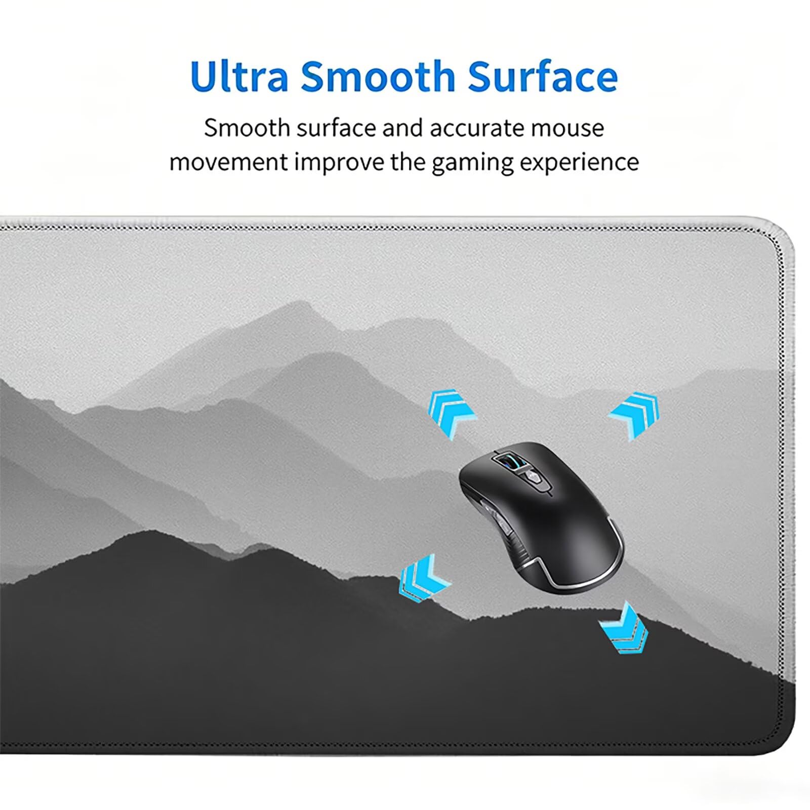 Tappetino Mouse Gaming, 1200x600mm Tappetino Mouse XXL bianco nero 0c0-258 | Mouse Pad Grande, Ottimizzato per i Sensori da Gioco, Migliora Precisione e Velocità, per Mac e PC, Paesaggio (2)