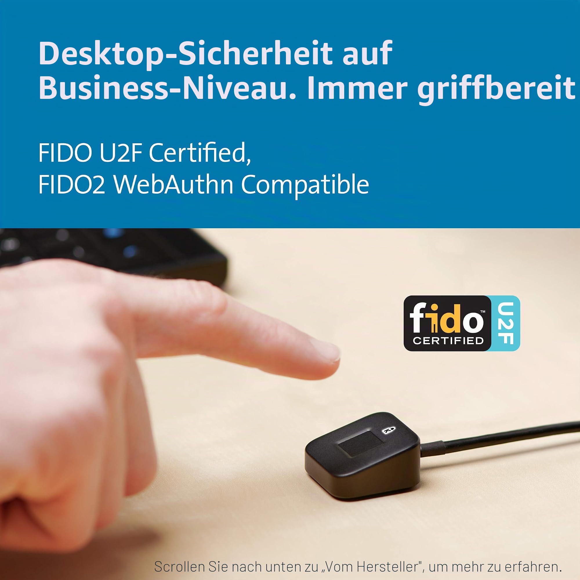 Kensington VeriMark Desktop Fingerprint Key, Biometrische Fingerabdruck-Authentifizierung & Fingerabdruckscanner VeriMark IT