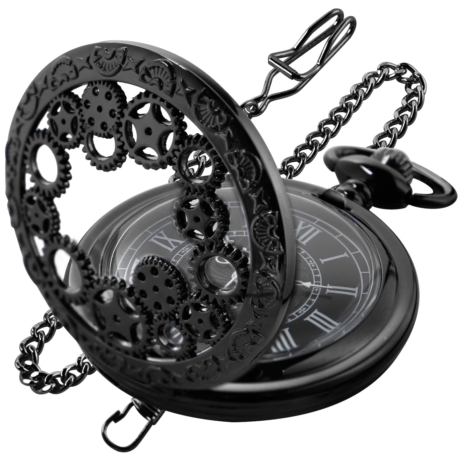 SwitchMe Classic Quartz Pocket Watch for Men,Roman Numeral Dial Non-Mechanical Movement Pocket Watch with Chain