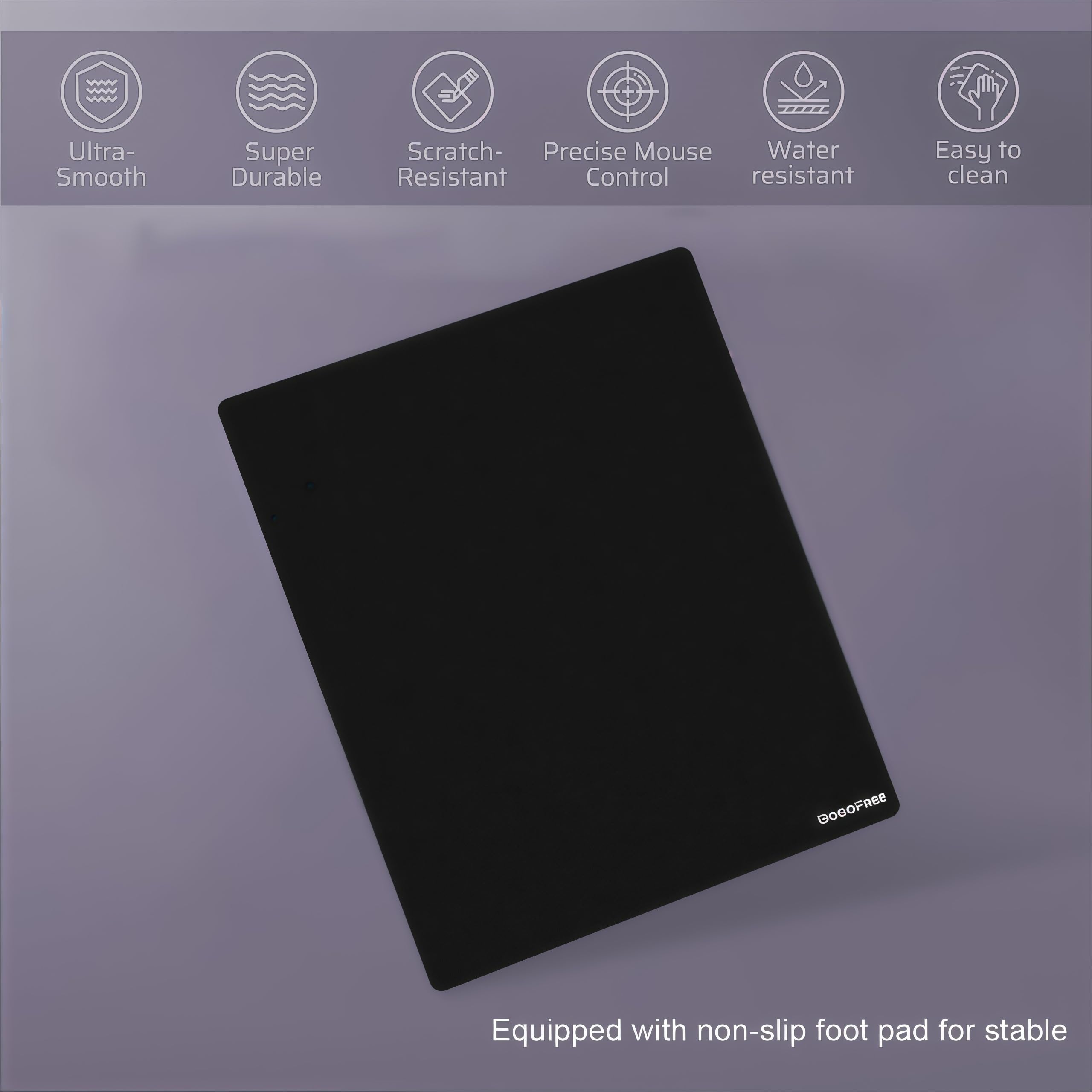 gogofree Alfombrilla de ratón de vidrio para juegos, alfombrilla de mouse ultra suave con superficie dura, alfombrilla de mouse grande de vidrio templado, control de velocidad de precisión para juegos