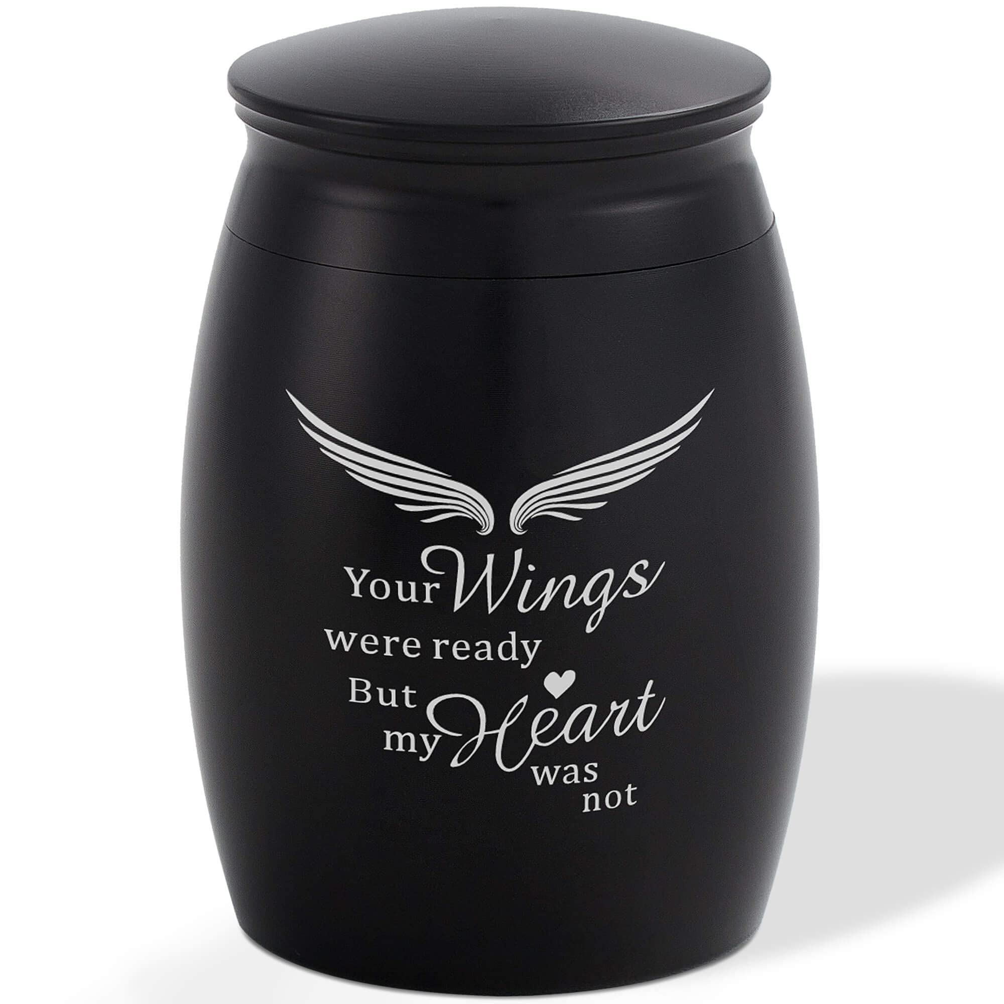 LINES ARTE Urns for Adult Women Men 6cm Small Memorial Urns for Human Ashes Mini Cremation Black Angel Decorative Small Urns for Memory, Funeral — image 1