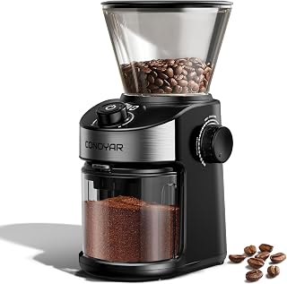 Burr Coffee Grinder, Electric Coffee Bean Grinder 25 Grind Settings | 0.19L Coffee Bean Hopper, Digital Timer Display, 25 Precise Settings for Espresso, Drip, Pour Over, Cold Brew, French Press