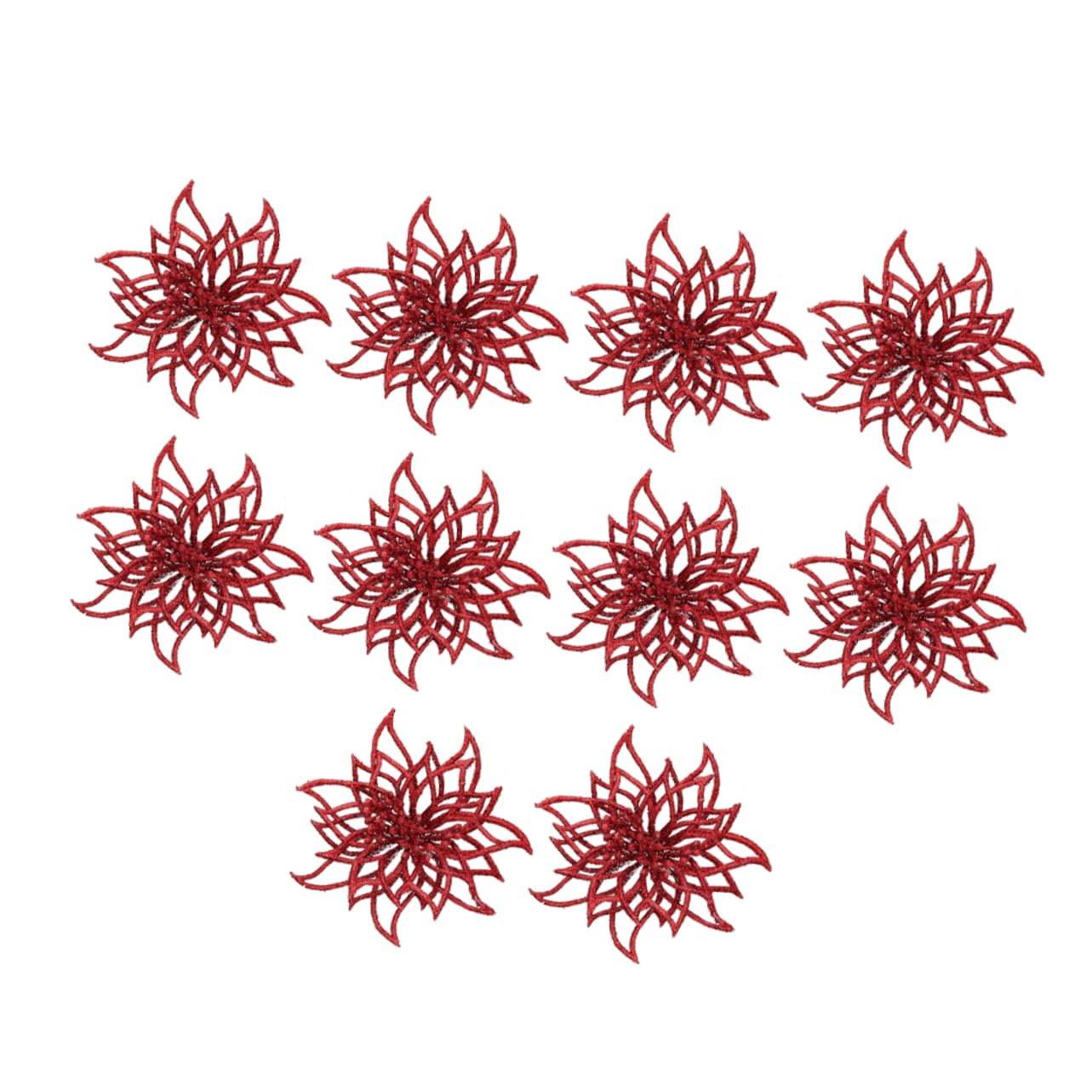 10pieza Flores Artificiales De Navidad Brillantes para Decoración De Fiesta Accesorios De Flores para Guirnalda y Árbol De Navidad Adorno De Poinsettia para Bodas y Celebraciones