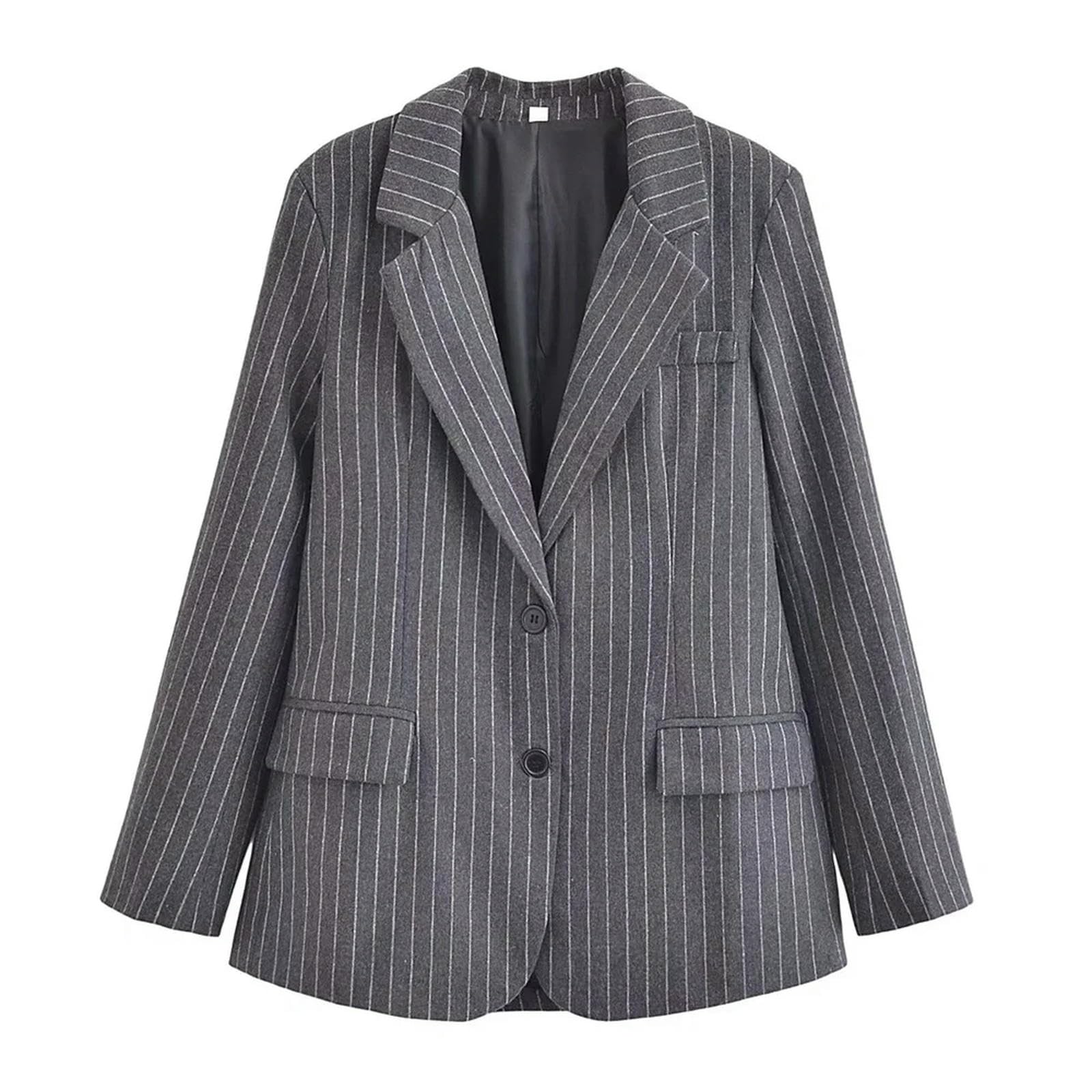 Primavera/Verano Nueva Falda Corta de Cintura Alta con Traje Mezclado de Rayas Finas para Mujer-Gris_a-L