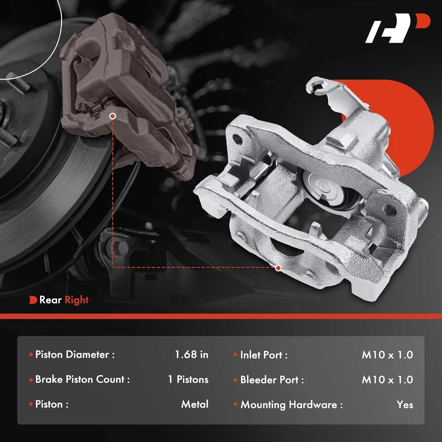A-Premium Disc Brake Caliper Assembly with Bracket Compatible with Select Chrysler, Dodge, Ram and Volkswagen Models - Town & Country/Grand Caravan 2013-2016, C/V 13-15, Routan, 3.6L - Rear Passenger