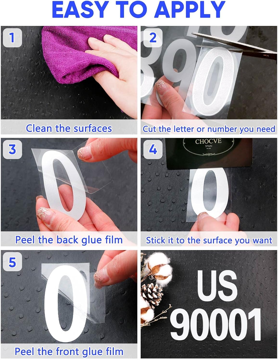 Seloom 148 PCS 3" Reflective Mailbox Numbers Stickers for Outside,White Letter and Number Stickers Address Numbers for Mailbox,Self Adhesive Vinyl Waterproof House Decal for Door Cars Home
