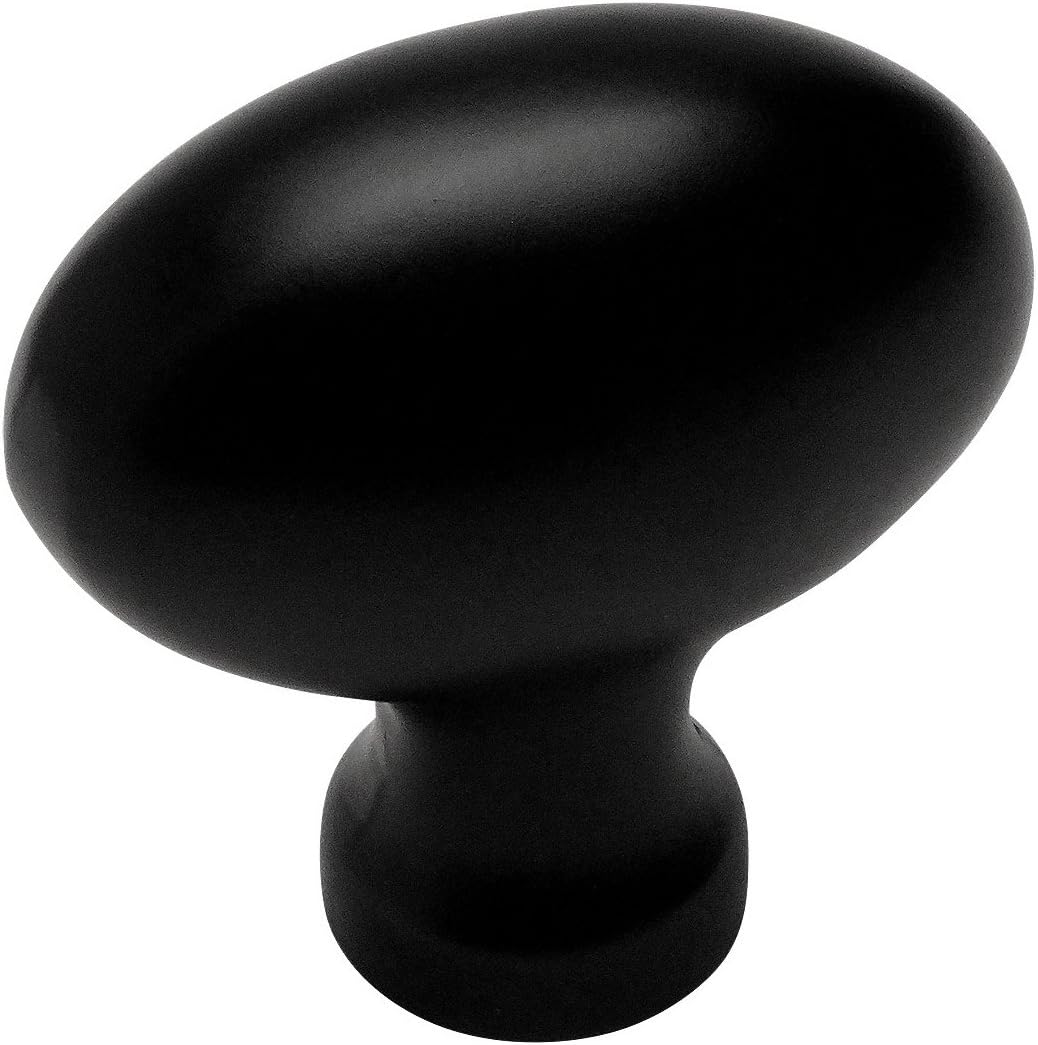 Cosmas 20 Pack 6022FB Flat Black Oval Oblong Cabinet Knob