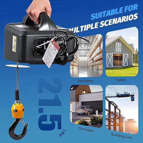 Miniatura 6 de NEWTRY Polipasto eléctrico Pro de 1,100 libras, cabrestante eléctrico 110v 120v, con 2 controles remotos inalámbricos, control remoto por cable
