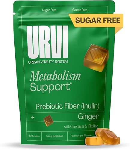 URVI Gomitas de suplemento para el metabolismo  Picolinato de cromo, colina, fibra prebiótica inulina y extracto de jengibre de alta potencia  Apoya