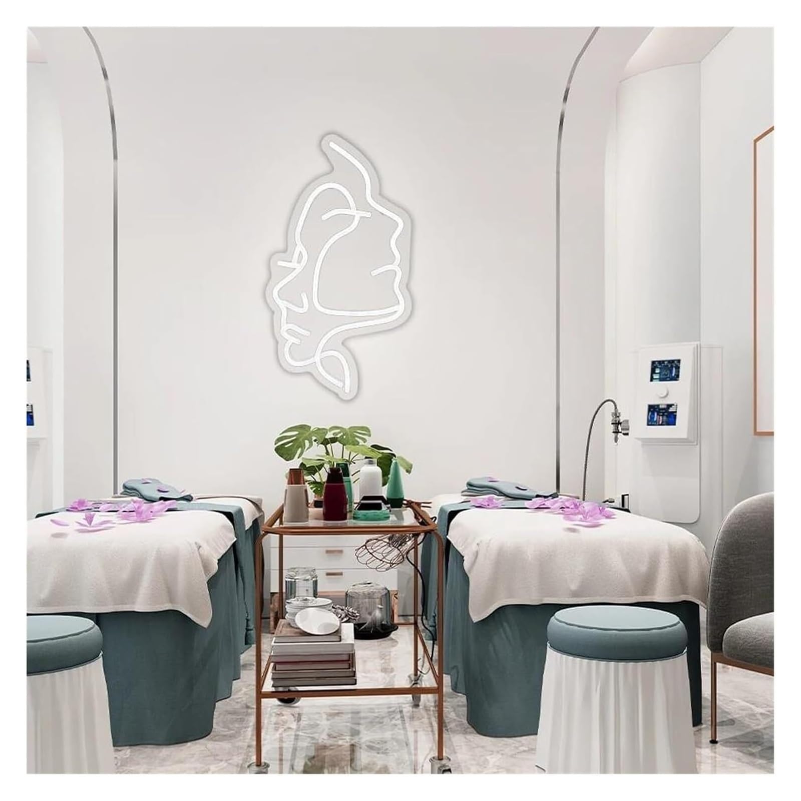 Lampada da parete in acrilico con linea estetica bianca, alimentata per insegna al neon, per camera letto e ufficio