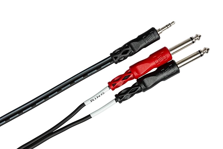 Cable de conexión estéreo Hosa CMP-153 de 3,5 mm, TRS a TS doble de 1/4 pulgadas, 3 pies, portátil