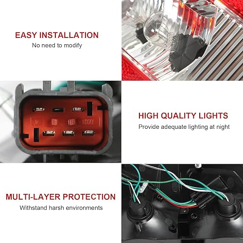 Miniatura 24 de ECOTRIC Par de luces traseras compatibles con Dodge Ram 1500/2003-2006 Ram 2500 3500 2002-2006, repuesto para 55077348AF CH2801147 55077347AF Lente