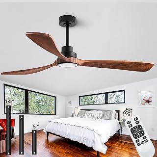 60-inch Quiet Ceiling Fan Light with Remote Control, 3-Blade, Walnut Finish
