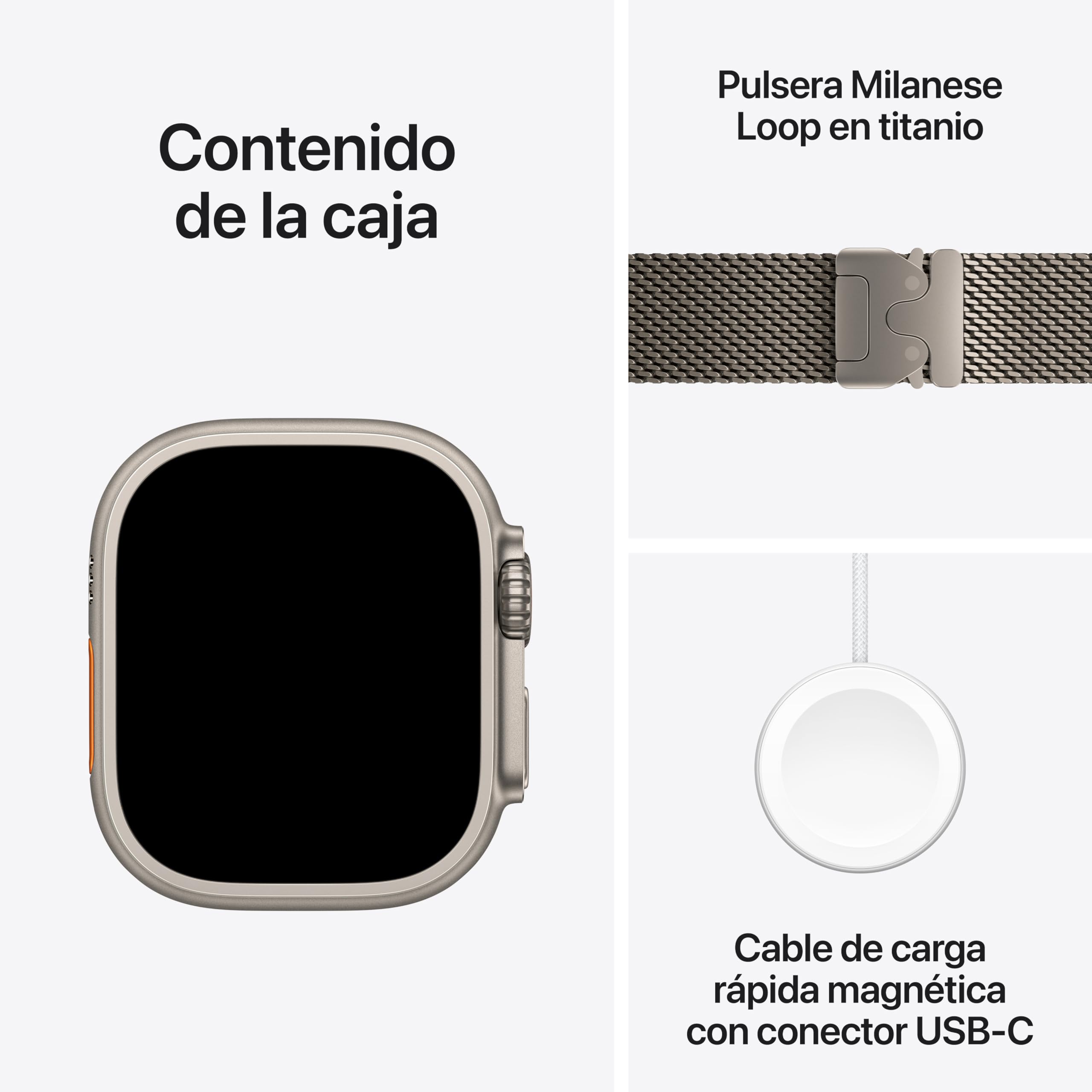 Apple Watch Ultra 3 GPS + Cellular, Reloj prémium para Running y Multideporte con Caja de Titanio Resistente de 49 mm y Pulsera Milanese Loop en Titanio Natural - Talla M.Monitores avanzados de Salud