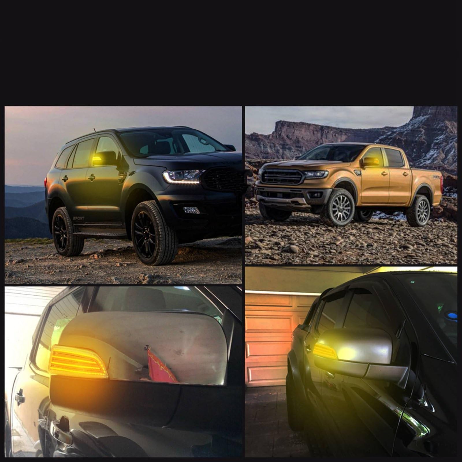 Frecce Laterale Luce Compatibile con Ford per Everest 2015 2016 2017 2018 2019 1 Coppia di Indicatori di Direzione Dinamici per Specchietti Retrovisori per Auto Lampeggianti