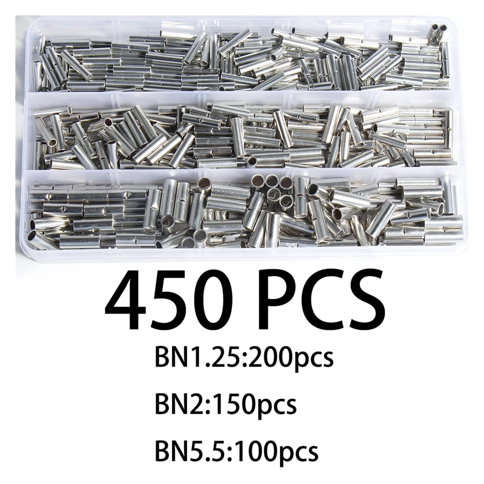 450 szt. Miedziana para złącze do przewodów blaszana łączenie tulei goły zestaw do zaciskania końcówek DIY naprawa elektryczna perfection (Color : 450pcs)