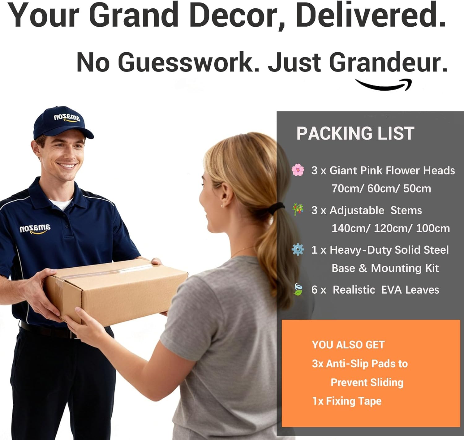 5.9 FT Giant Flowers Decoration with Stand, Large Soft Pink Standing Flowers, 3-Pack Artificial Floral Decor for Indoor Home, Living Room, Party, Event, Photo Backdrop & Home Decoration