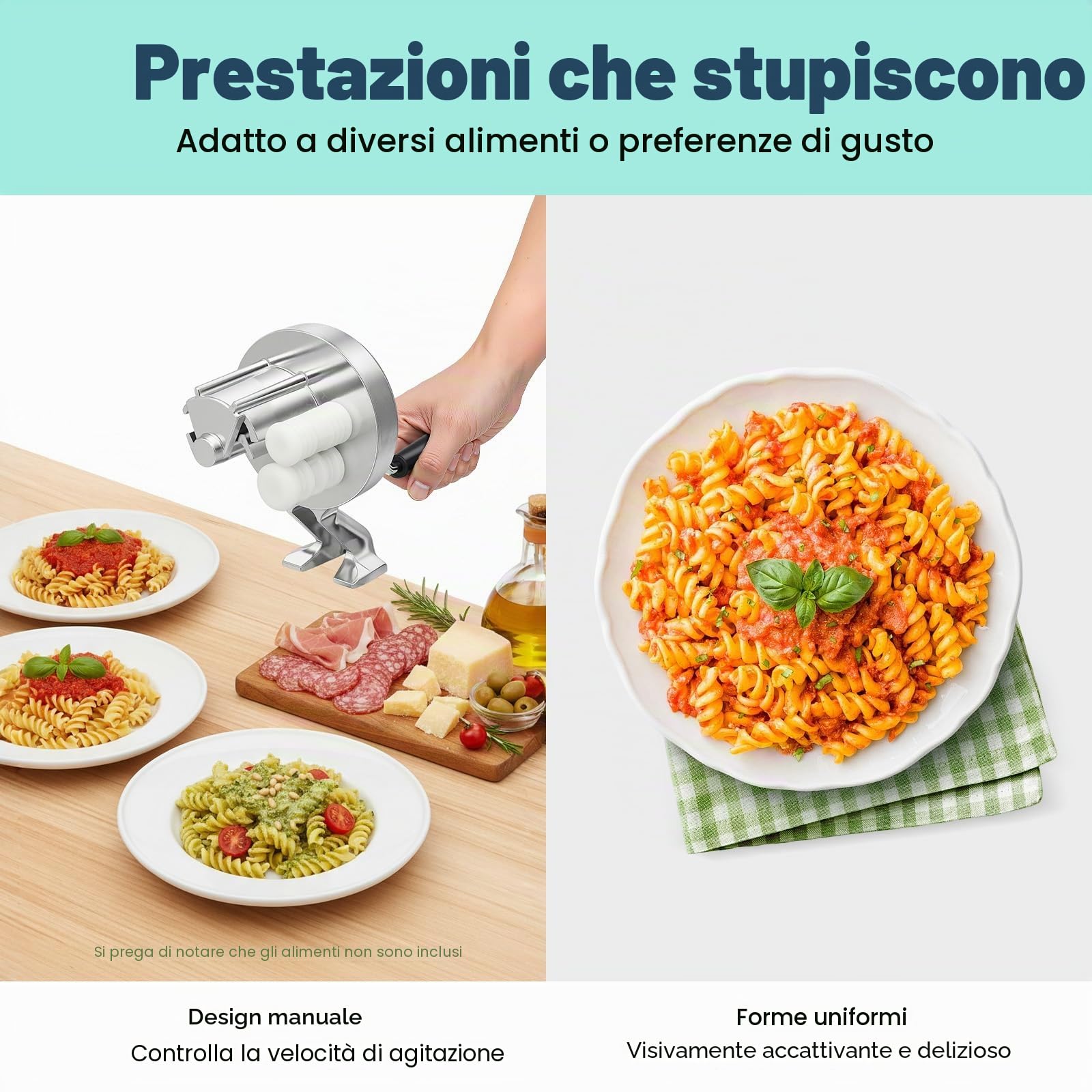 Macchina per Cavatelli, macchina manuale per gnocchetti con manovella e rulli, macchina per pasta da cucina in lega di alluminio fissabile per gnocchetti e conchiglie, argento