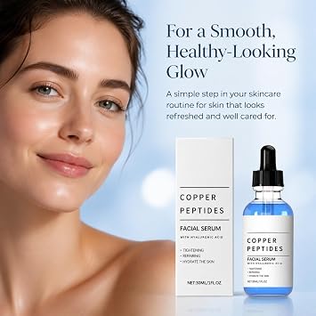 GHK-Cu Copper Peptides Face Serum, Anti-Aging, Multi-Peptide Formula, Reduces Fine Lines, Boosts Skin Elasticity, Plumps & Brightens, 30ml, 2PCS